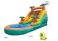 Kids Outdoor Yard Water Slides Tropical Jungles Inflatable Water Slide With Pool
