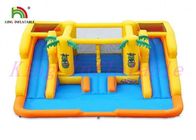Yellow Blue Plato PVC Tarpaulin Blow Up Water Slide With Bouncer For Amusement