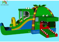 Indoor Inflatable Park Obstacle Course Jumping Castle Green Crocodile ， Coconut  Forest - Themed Blend