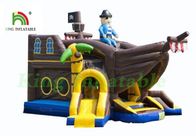 Outdoor Commercial Bounce Houses Inflatable Pirate Boat With Slides / Air Guns